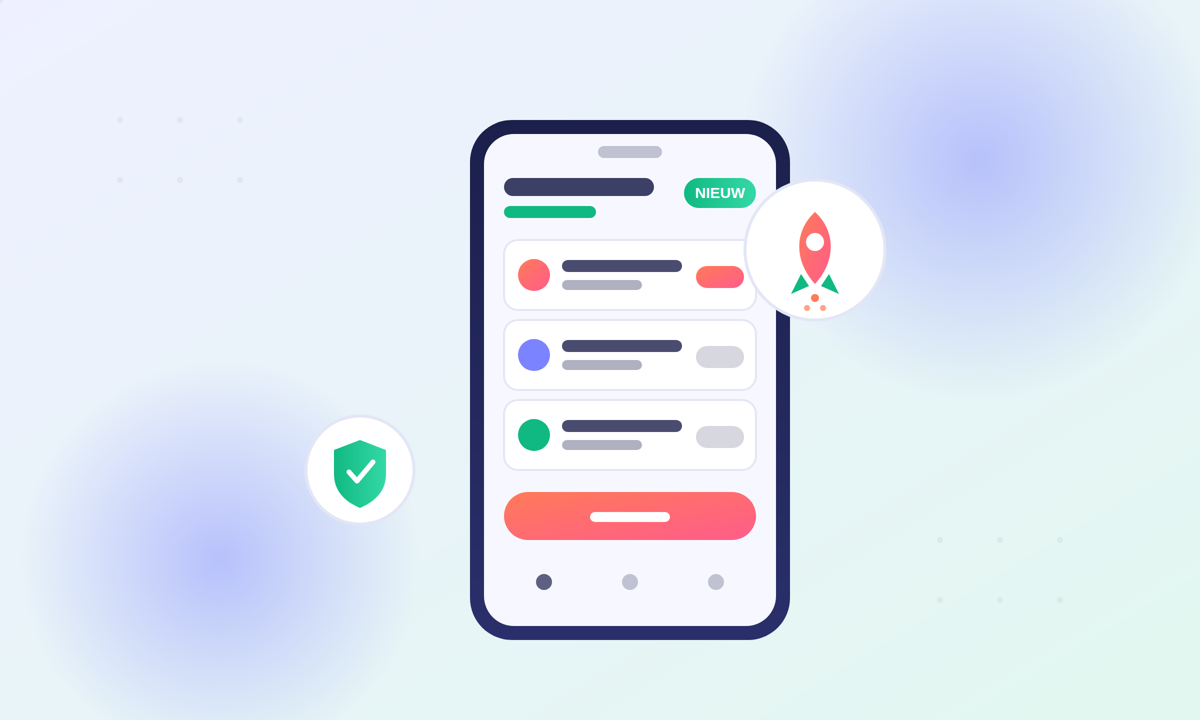 Nieuw online casino op een smartphone met een NIEUW-label, vergelijking van casino's en een verificatieschild